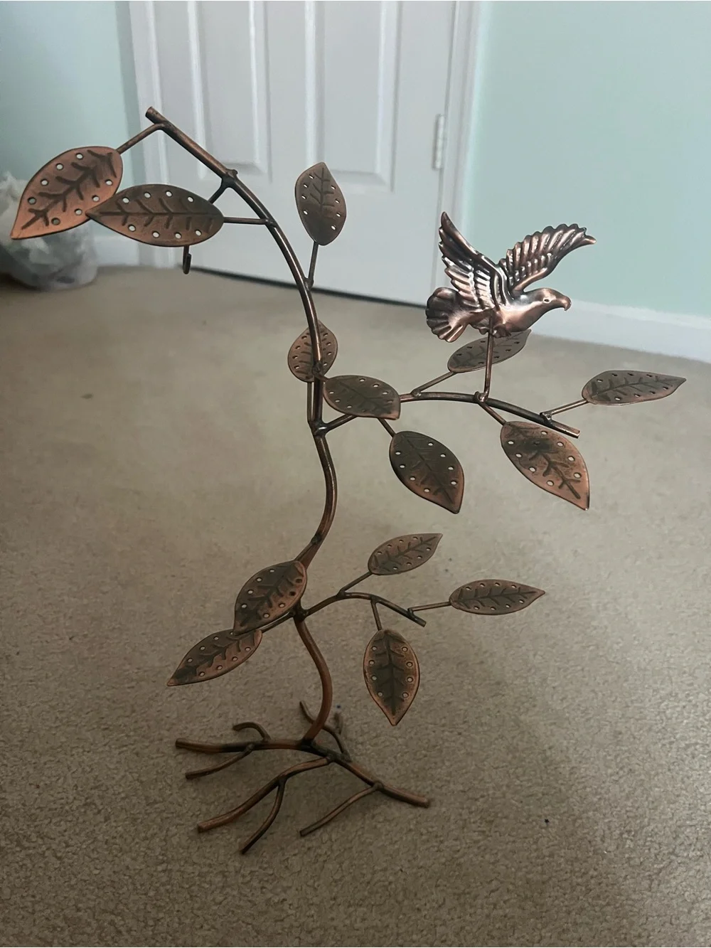Metal Bird & Branch Jewelry Tree - Copper Finish
